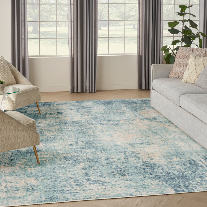 Astra Machine Washable ASW07 Blue Ivory